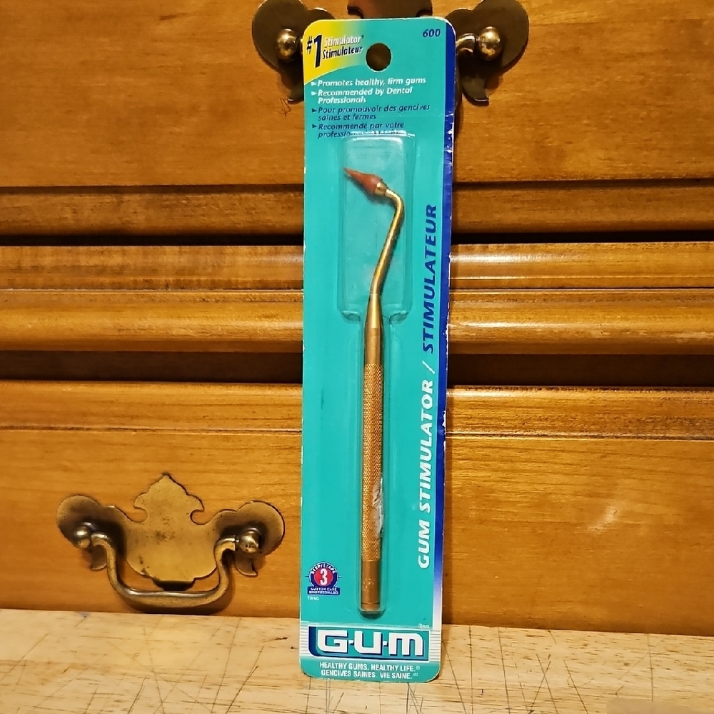 Gum Stimulator Permanent Handle Pick - 1 Rubber Tip Included - Long Handle